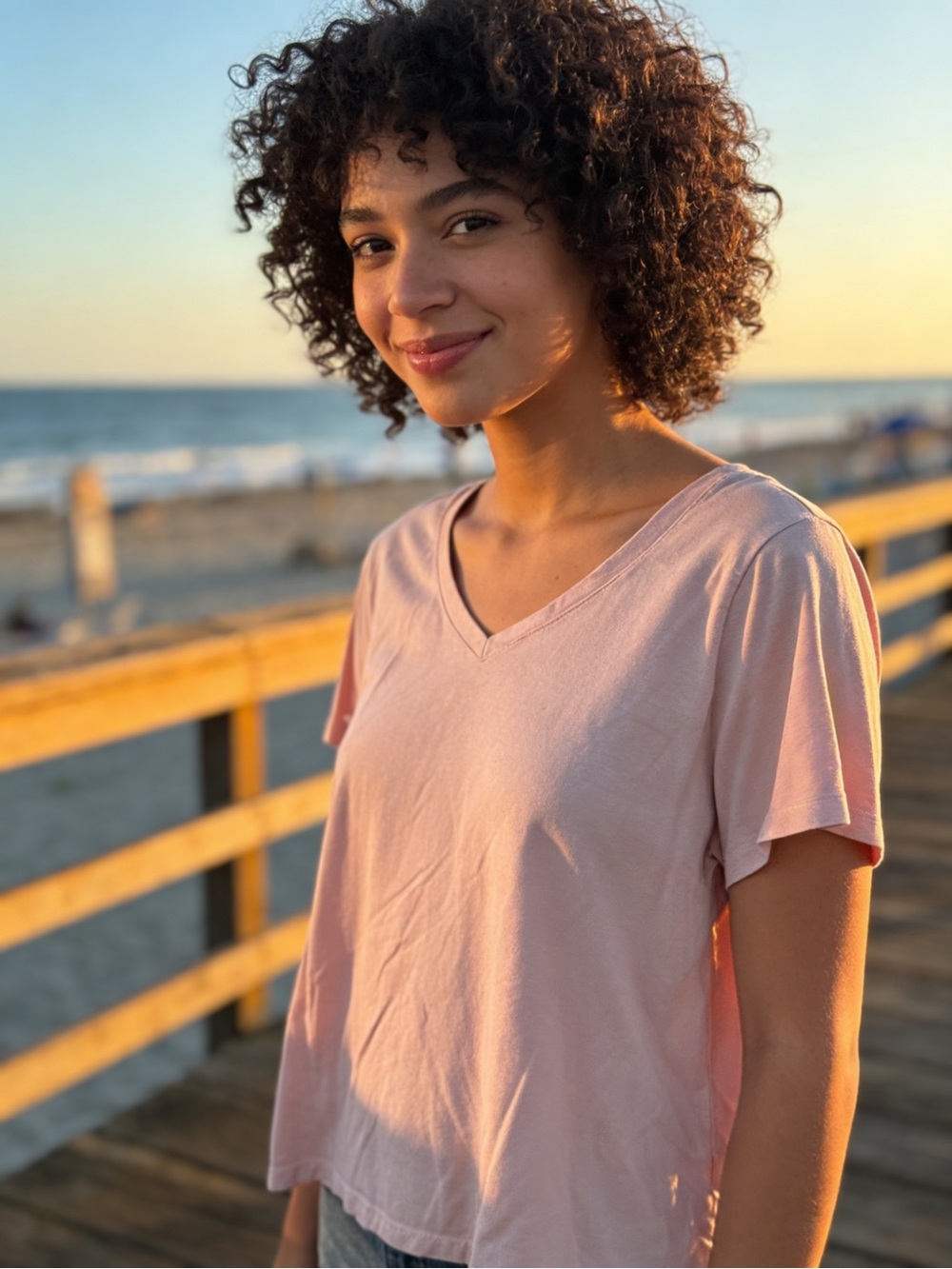Ladies time & Tru Pink V-Neck Cotton Tee (inv# 254)